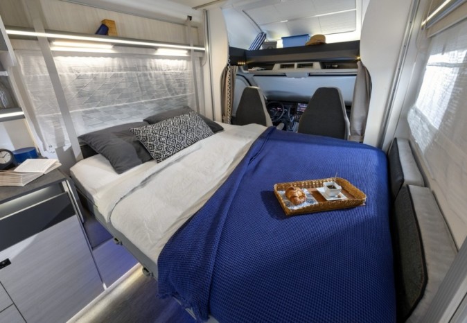 The bedroom on the Chausson 660 Titanium