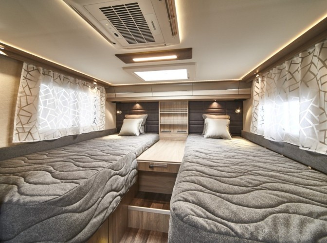 The bedroom inside the Travel Master 565