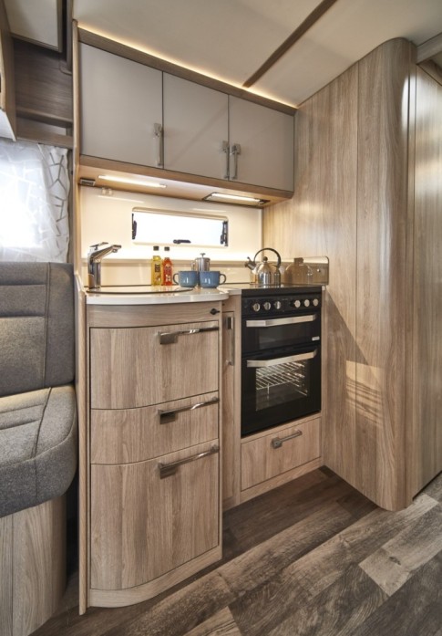 The kitchen inside the Travel Master 565