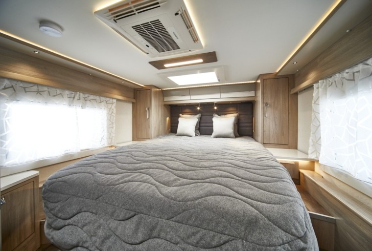 The bedroom inside the Travel Master 545
