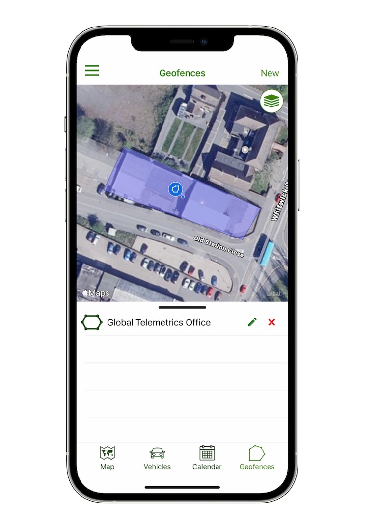 A geofence feature on a tracker app