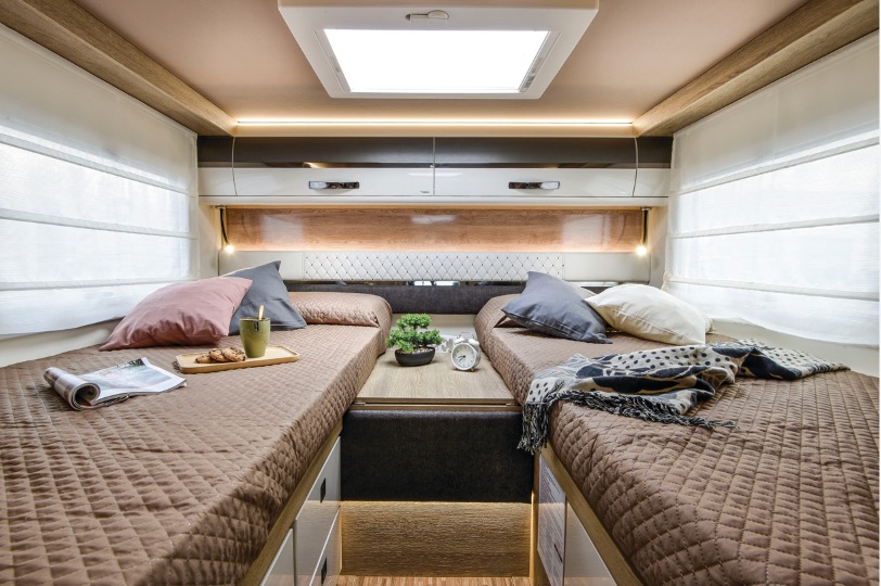 The bedroom inside the K-Yacht 86 Tekno Line