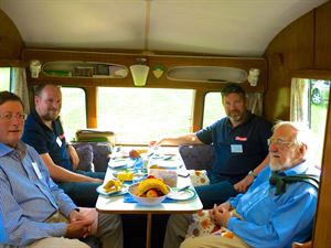Lunch with members of the Cheltenham Owners Club and caravan royalty: Cecil Gardner