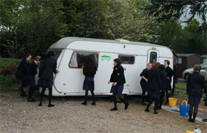 Students of Chelmsford County High School for Girls working hard on the Calais refugee caravan