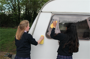 Students of Chelmsford County High School for Girls working hard on the Calais refugee caravan