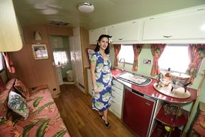 Miss Bamboo and her vintage Airstream caravan