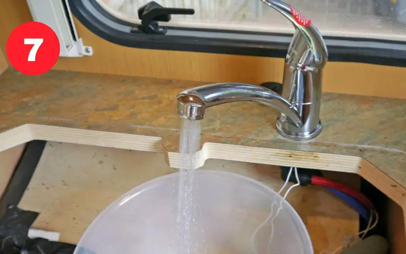 Test for correct function and leaks before refitting the sink.
