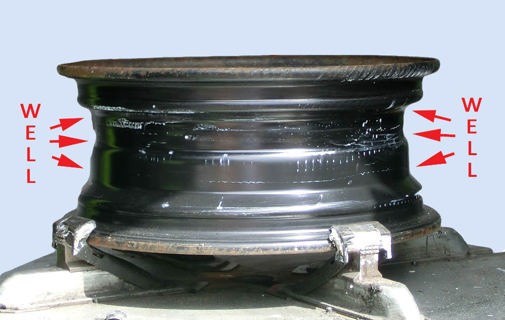 The wells on a tyre