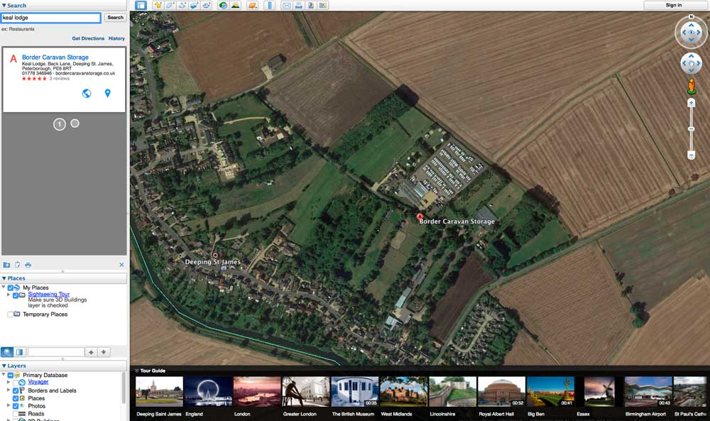 google earth image of caravan site
