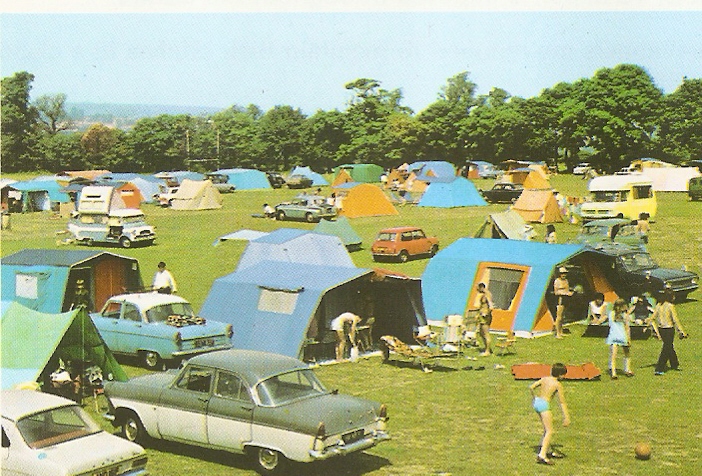 A retro photo of a campsite in the 70’s Campsite in the 70’s