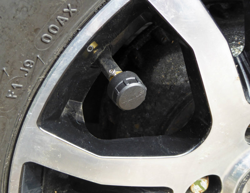 Valve sensors in place on wheel