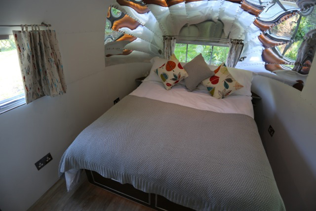 Decorated bedroom in the Airstream Airstream bedroom