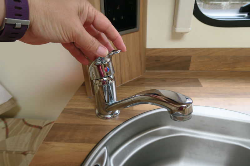 Single lever tap in a caravan