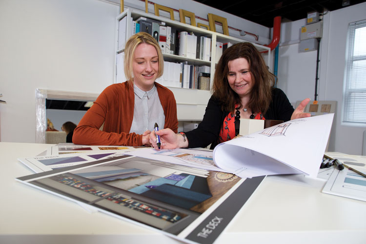 Sue Bodie and a designer at Willerby