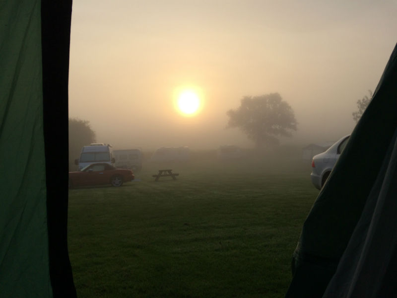 Countryside view from a tent