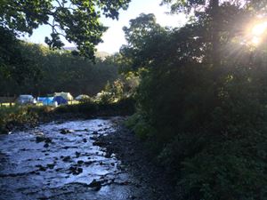 A riverside campsite