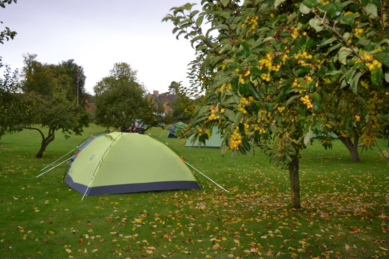 A pitched tent