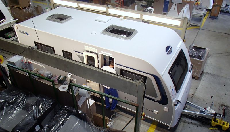 caravan inspection under lights