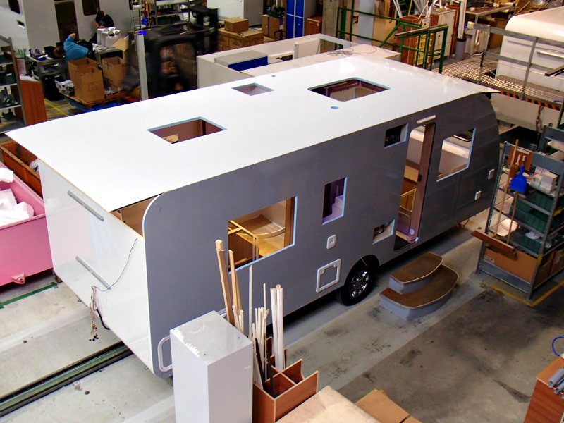 roof panel on the caravan body