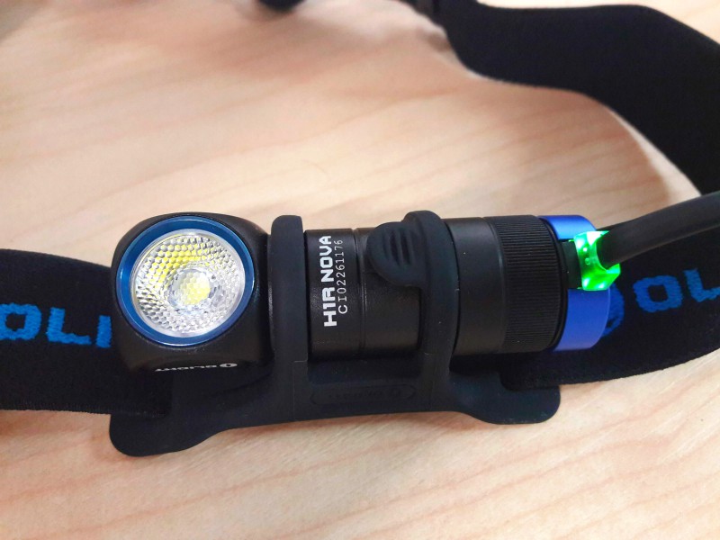 The LED turns green when it has finished charging