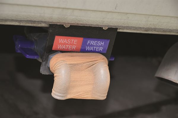 A lady’s nylon pop sock keeps the tanks ventilated and the bugs out during winter A lady’s nylon pop sock keeps the tanks ventilated and the bugs out during winter