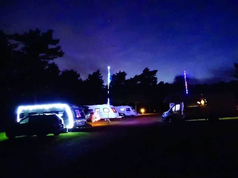 Sandringham Camping & Caravanning Club site at night