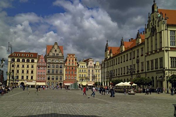 The medieval market square in Wroclaw