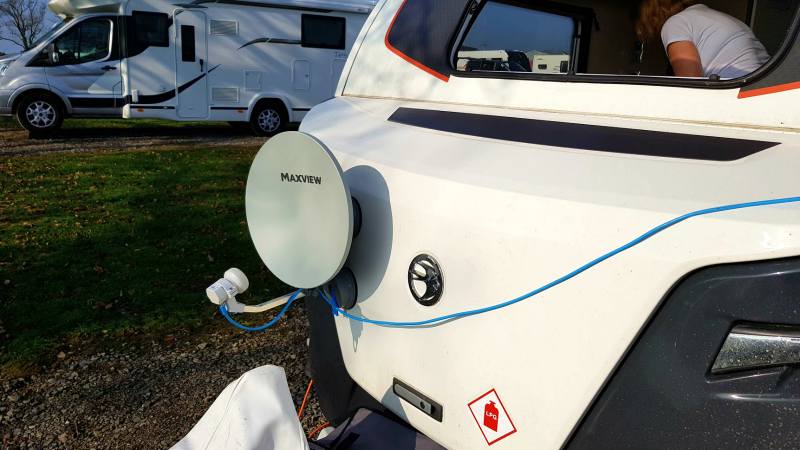 Maxview Remora 40 fixed to a caravan