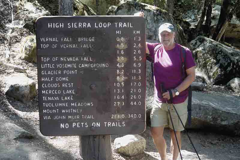 Image of a hiker at the John Muir Trail in California