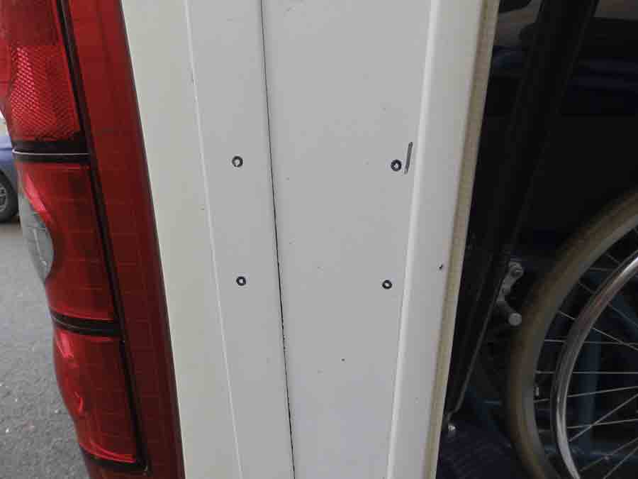 Holes marked with pen before drilling