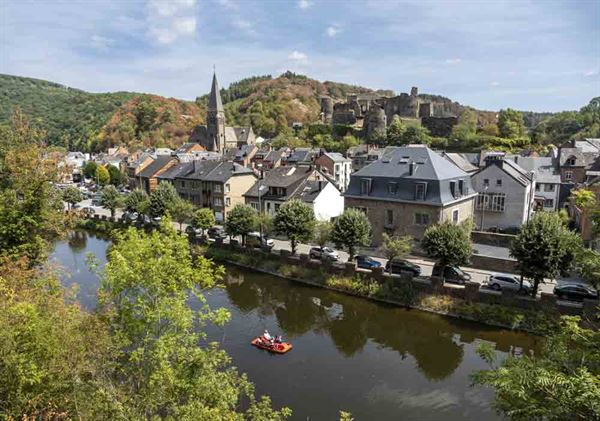 A pedalo drifts along the River Ourthe - picture courtesy of Robin Weaver