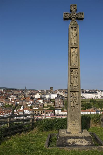 A view of West Cliff, with Caedmon Cross in the foreground - picture courtesy of Carol Burkinshaw