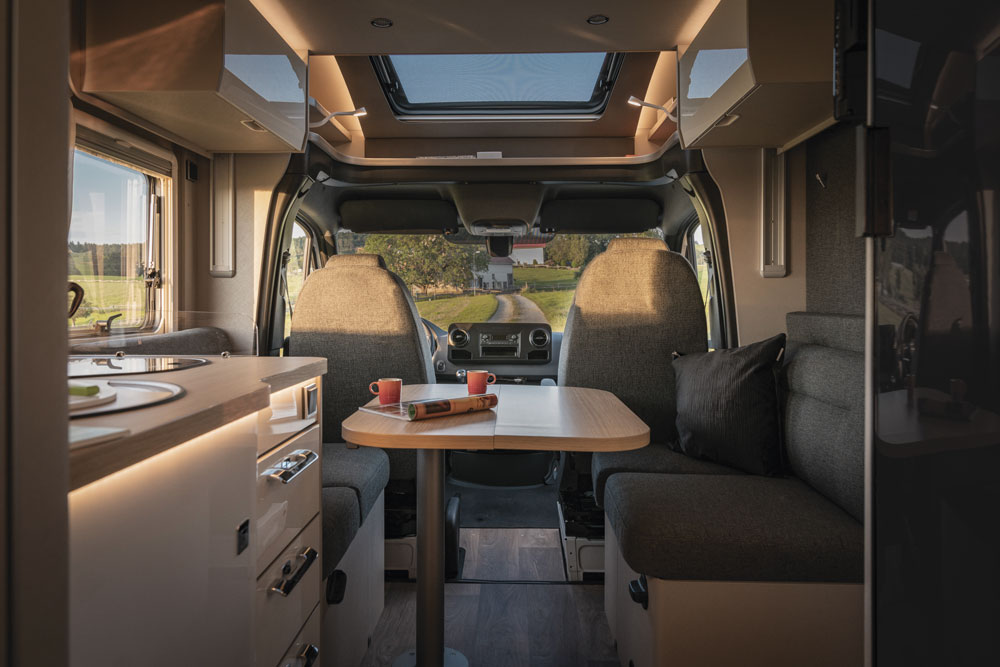 The interior of the Hymer S 695 motorhome