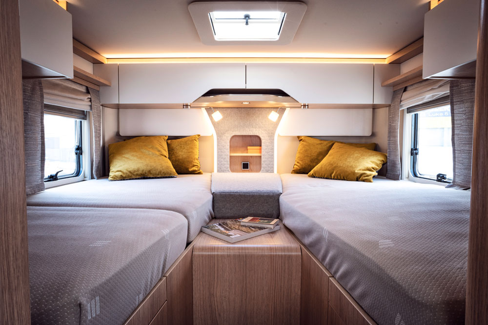The bedroom in the Hymer B-Class MasterLine motorhome