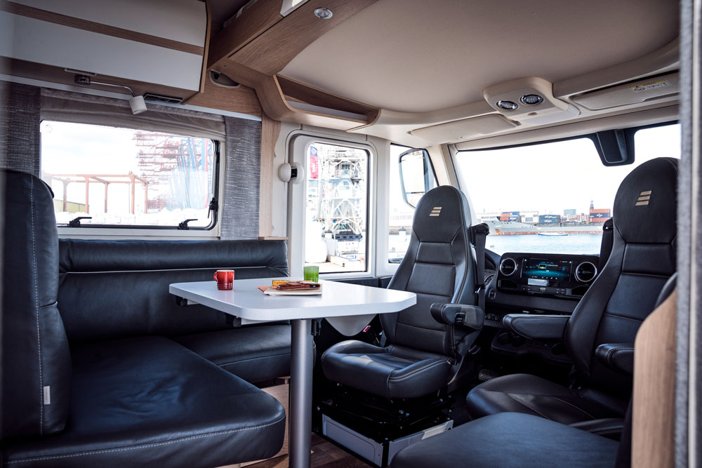 The cab and lounge in the Hymer B-Class MasterLine motorhome