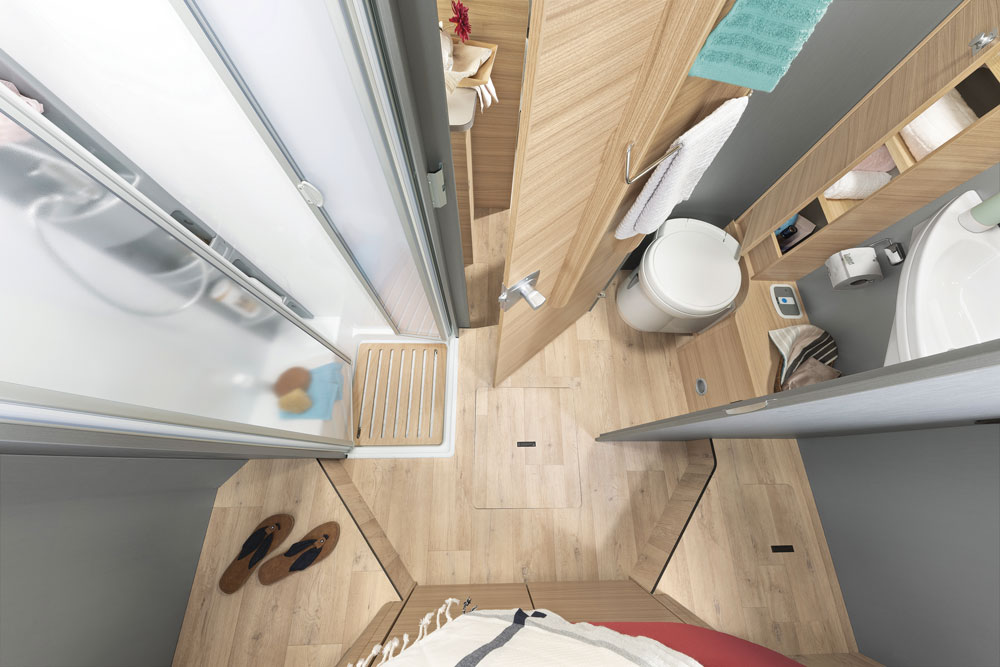 The washroom in the Dethleffs Trend Edition T 7057 DBM motorhome