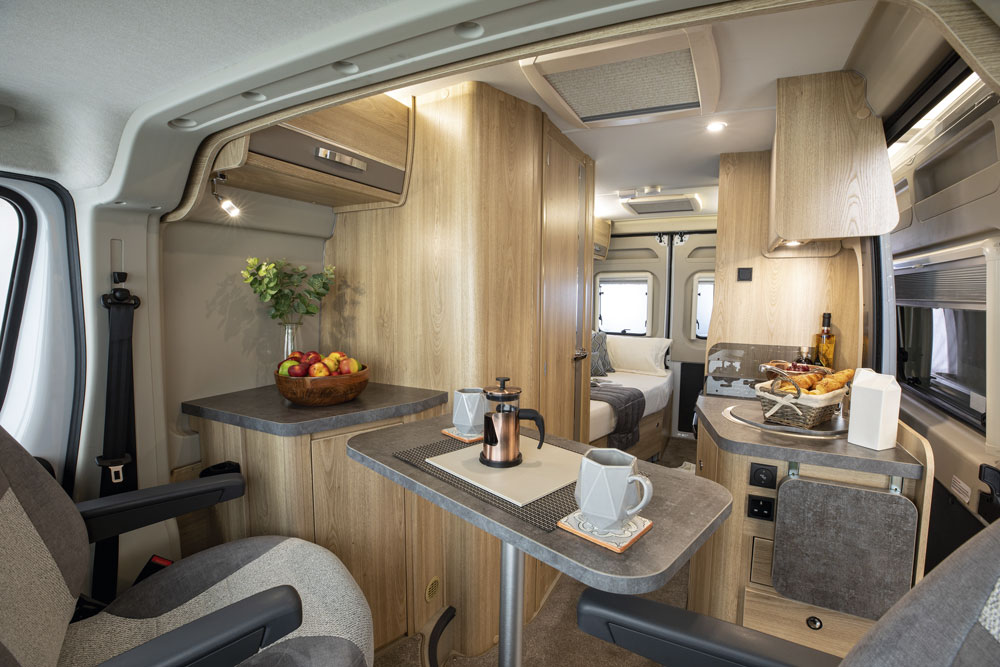 The interior of the Elddis Autoquest CV60 campervan