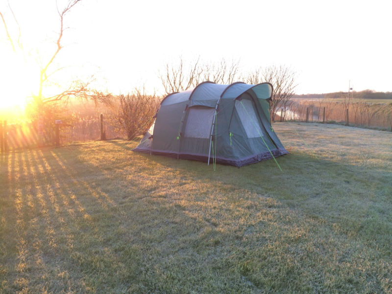 A pitched tent