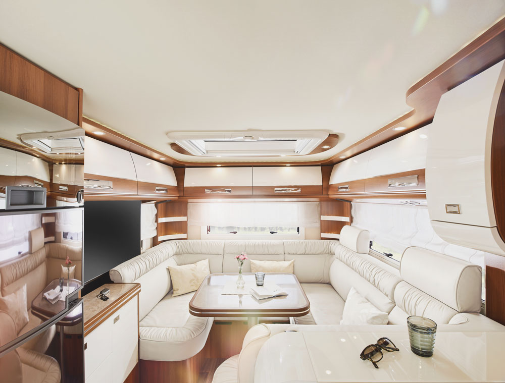 The u-shaped lounge in the Carthago Liner-for-Two motorhome