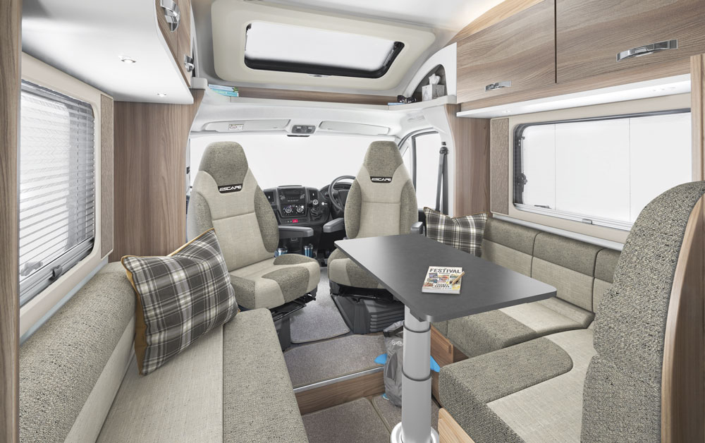 The interior of the Swift Escape 675 motorhome