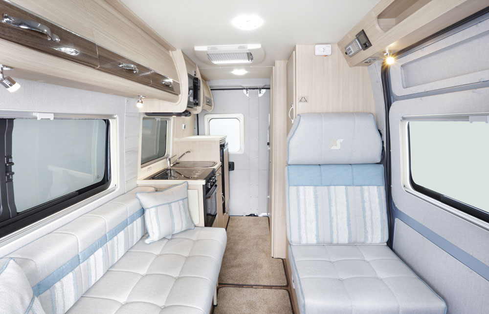 The lounge in the Auto-Sleepers Symbol campervan