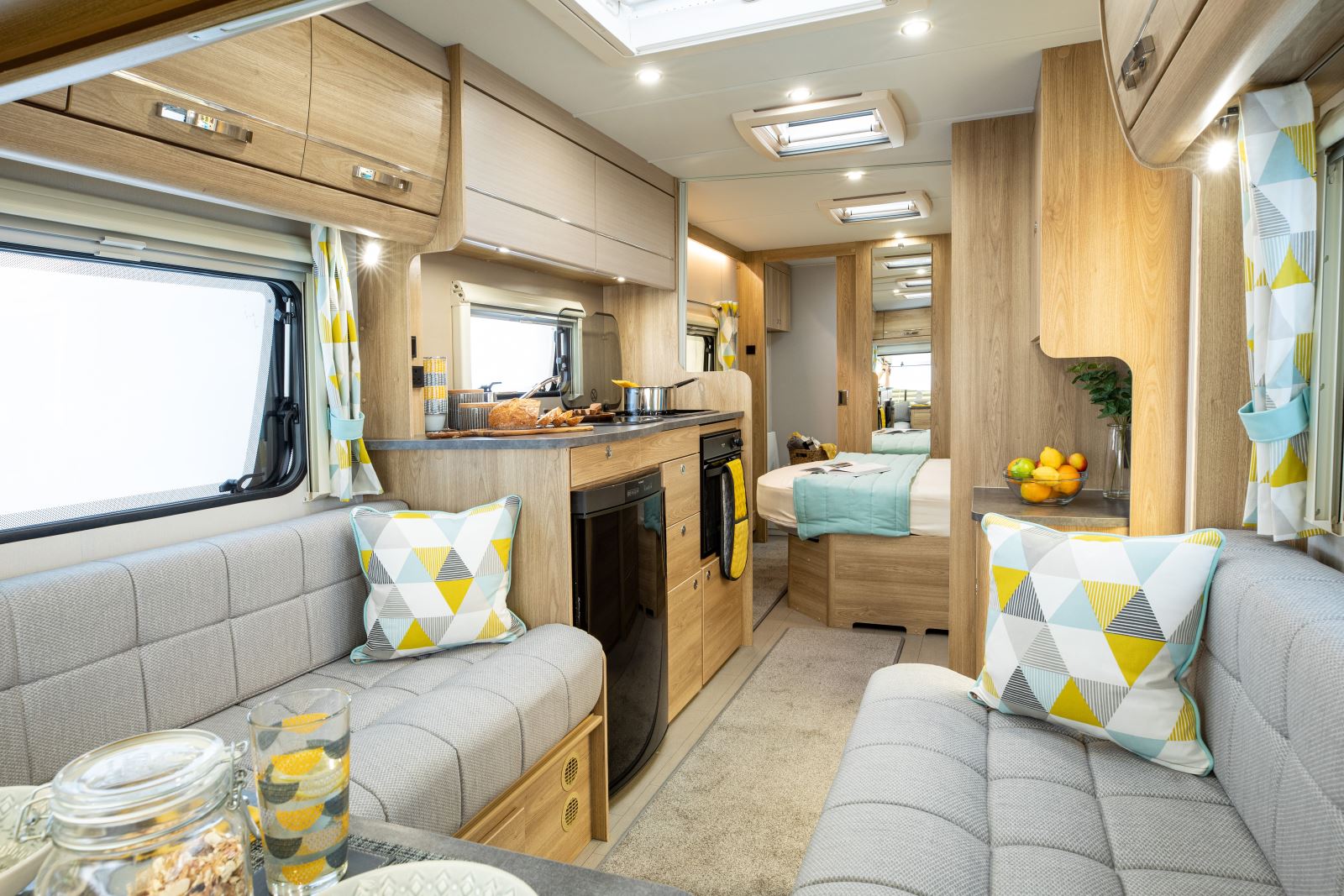 The interior of the Xplore 554 caravan