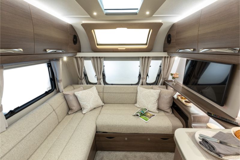 The lounge in the Buccaneer Barracuda caravan