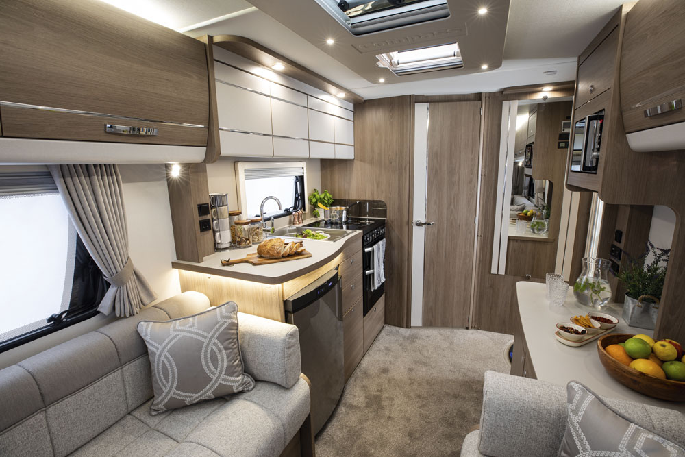 The interior of the Compass Casita 520 caravan