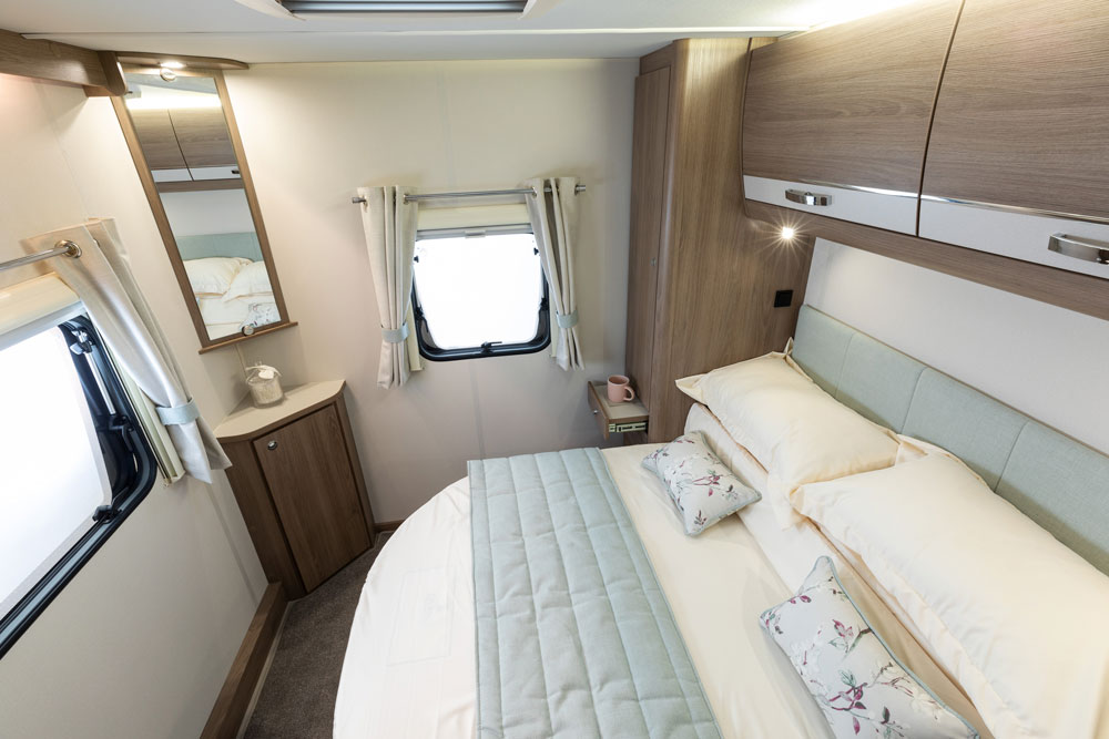 The bed in the Compass Casita 454 caravan
