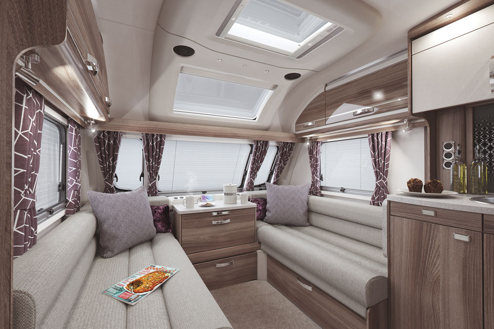 The interior of the Swift Challenger X caravan
