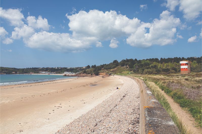 Ouaisne beach and the Martello tower Ouaisne beach and the Martello tower