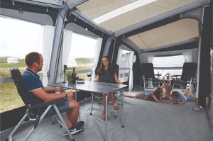 Inside the awning