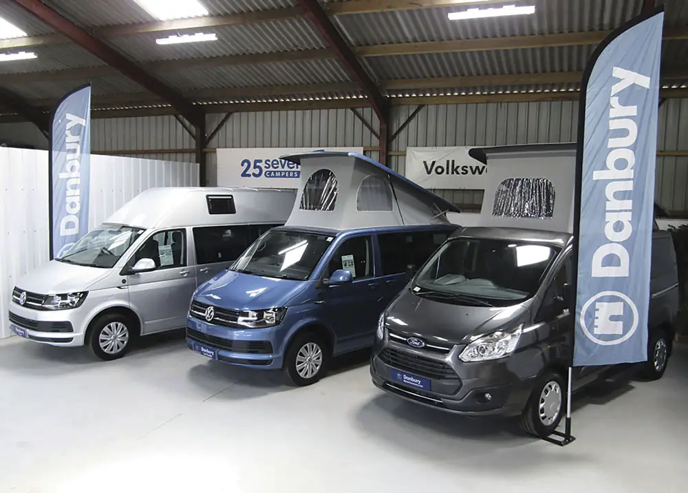 Danbury campervans in a showroom