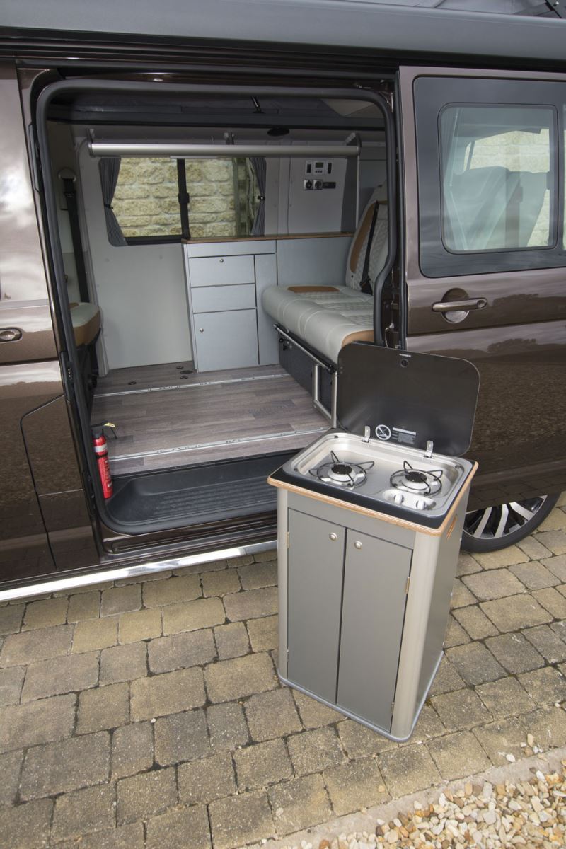 The removal hob in the HemBil Urban campervan